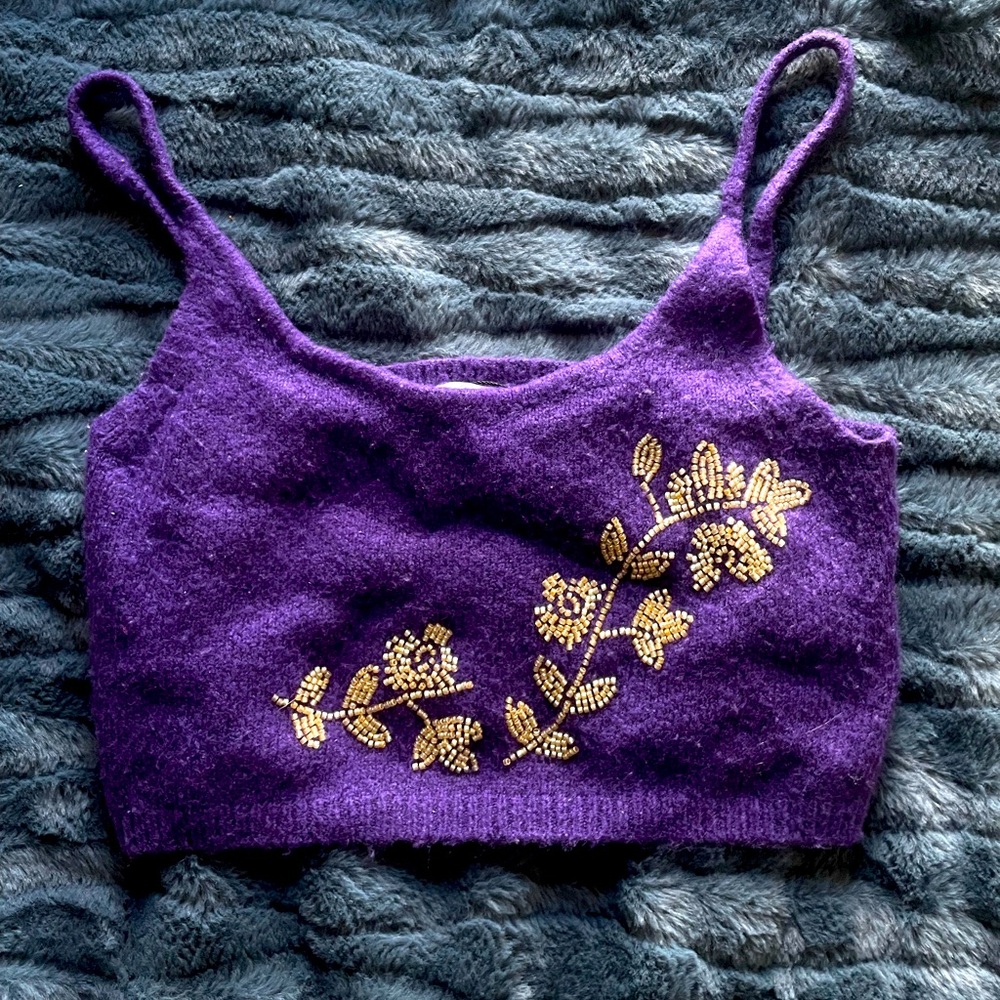 Zara Knitted purple design crop top